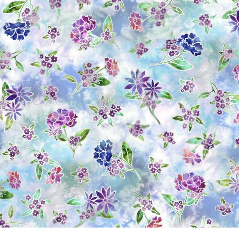 Fire & Ice Tossed Floral in Blue (sold in 25cm untis)