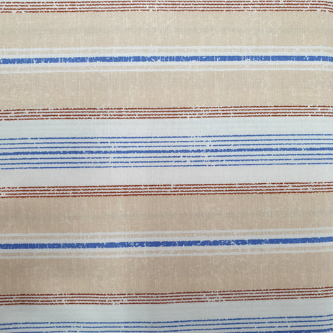 Burgundy, Blue and Beige Combination Stripe - Live Life Collection (sold in 25cm units)
