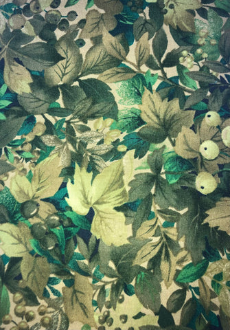 Falling Leaves - Green - Leaves and berry designs (sold in 25cm units)