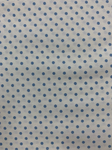 Sky blue dots on white background (sold in 25cm units)