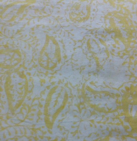 Neutral - White with yellow gold leave designs - Maywood studio Bali Collection (sold in 25cm units)