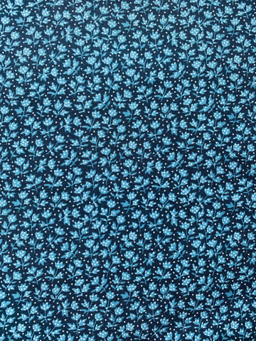 Tiny blue flowers on dark blue background - Sold in 25cm units