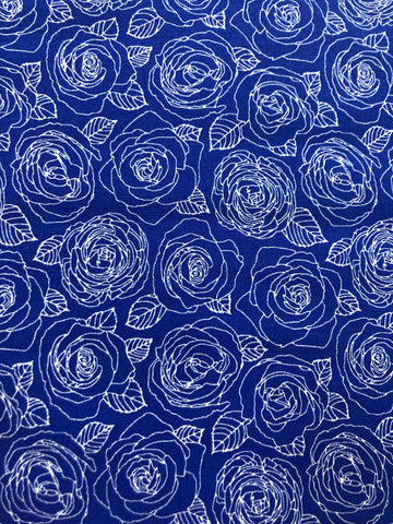 Mosaic - Rose outlines in true blue
