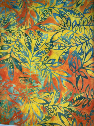 Leaves in the sunset - yellow/orange with leaves - Batik