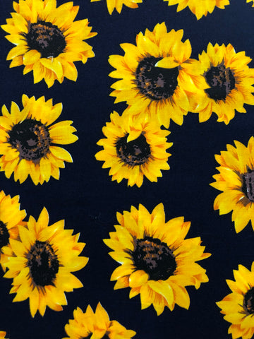 Sunflowers on dark navy background (sold in 25cm units)