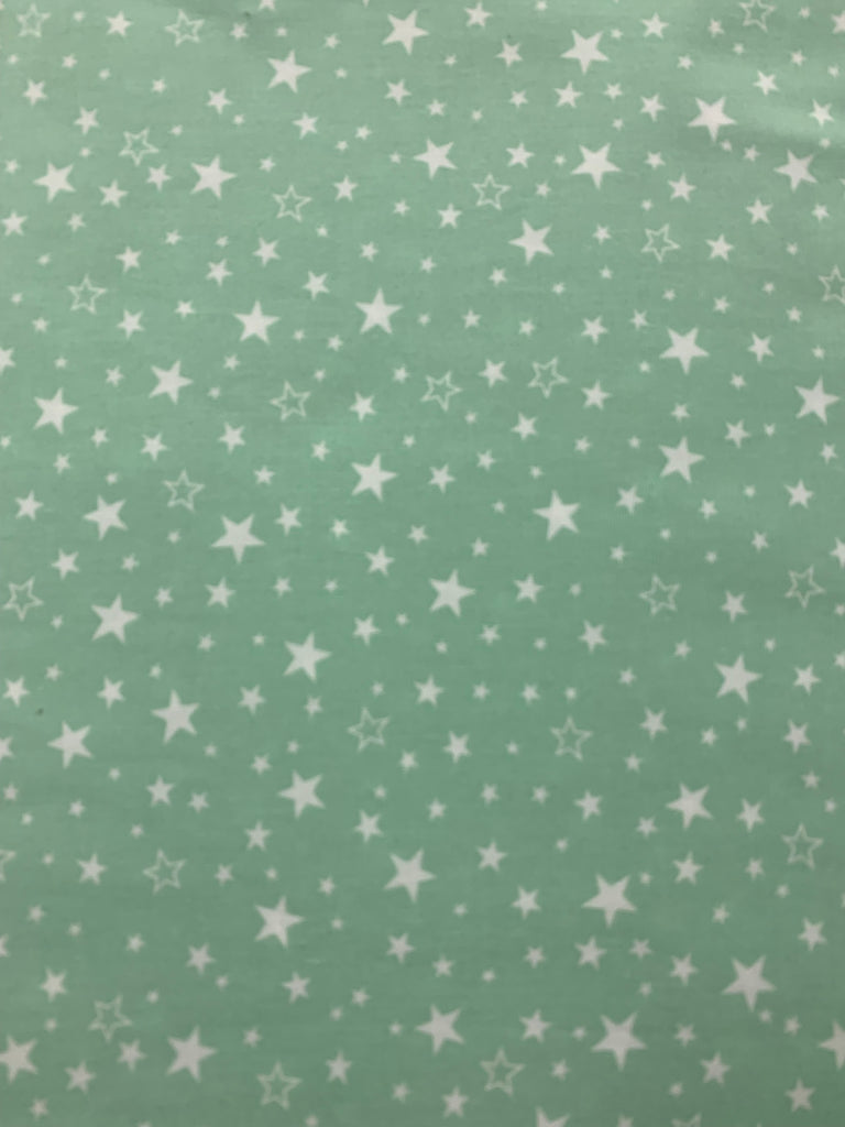 Soft mint green with white stars