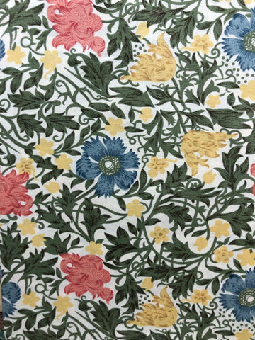 William Morris - blue, light yellow and pink on white